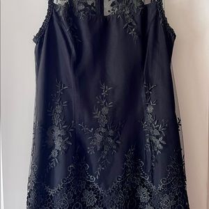 Size 6 Nanette Lepore mock neck sleeveless midi dress black lace